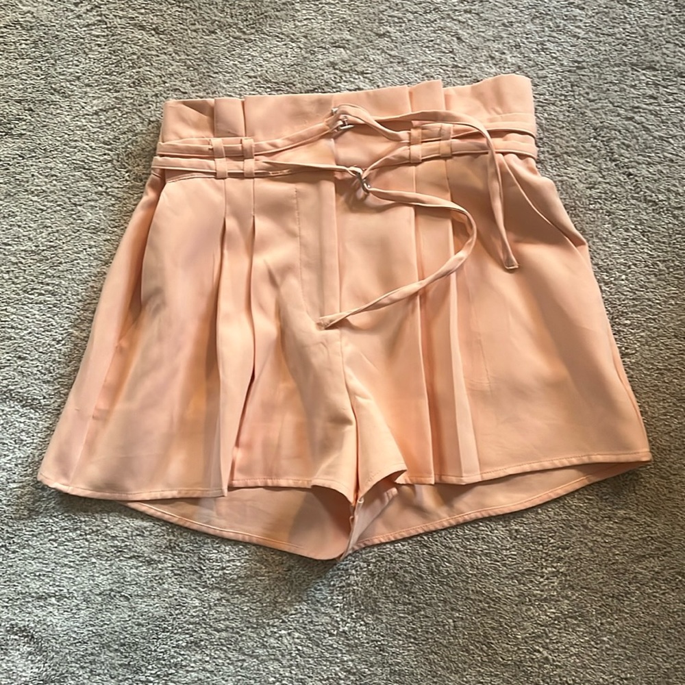 Forever 21 Peach High-Waist Tie Front Flow Shorts